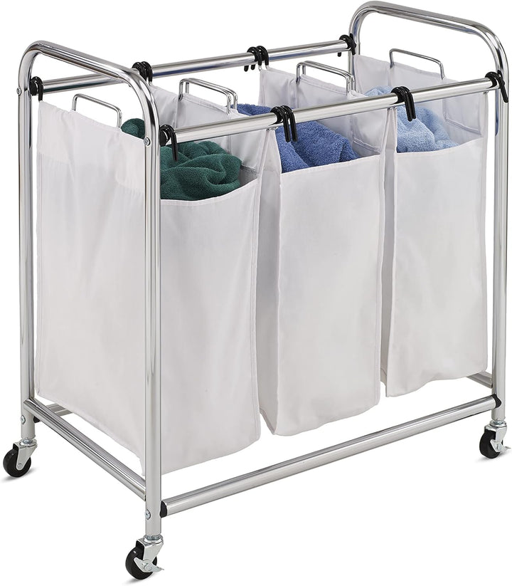 Honey-Can-Do SRT-01235 Verchromter Sortierer mit DREI Fächern Metall 45,7 x 78,1 x 81,3 cm, Chrom HD