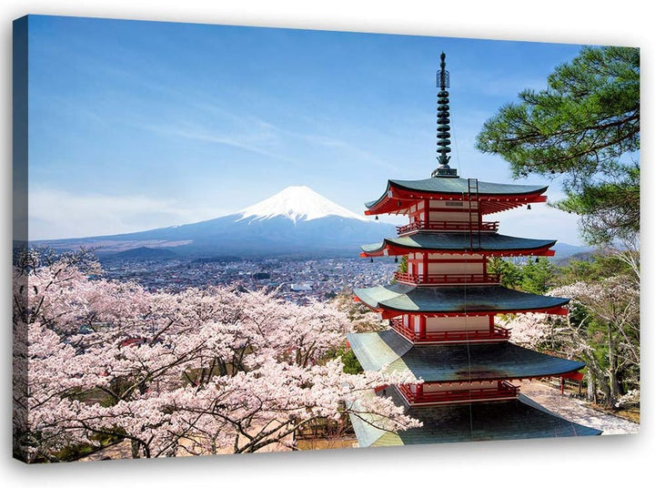 Leinwandbild XXL Japan Wandbild Kunst Architektur Blau 120x80 cm Leinwandbild 120x80 cm Blau_b, Lein