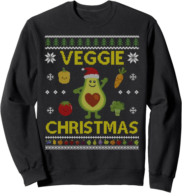 Lustiges veganes Avocado-Weihnachtshemd Veggie Xmas Ugly Sweatshirt