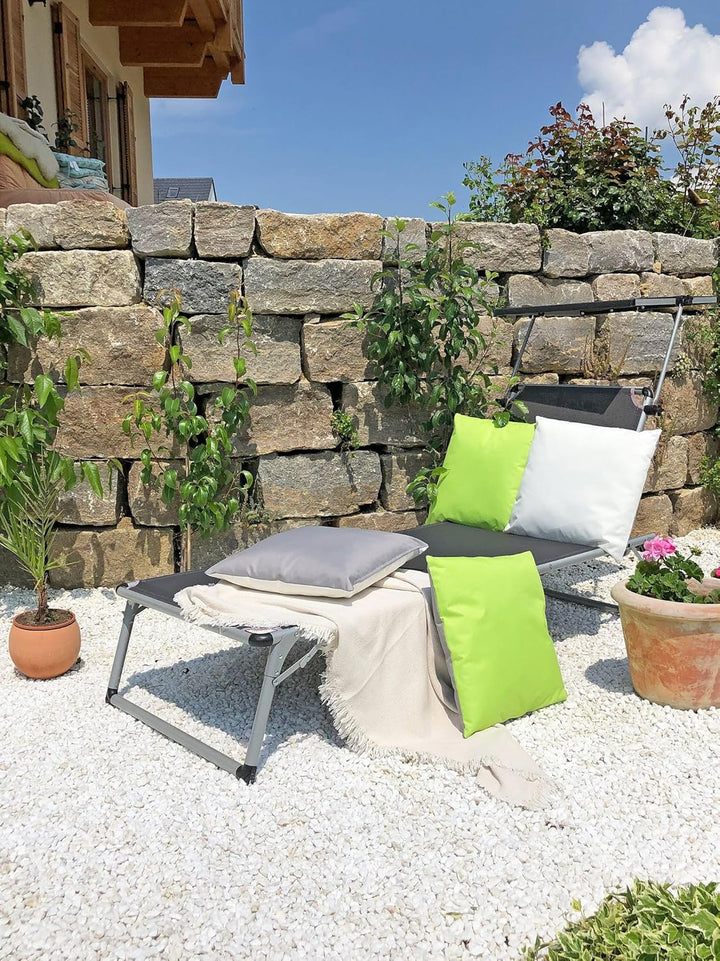 JACK 4X 2-farbiges Wende Outdoor Lounge Kissen 45x45cm Dekokissen inkl. Füllung Wasserfest Sitzkisse