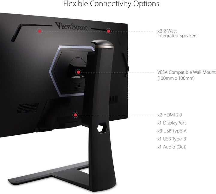 ViewSonic XG251G 62,2 cm (25 Zoll) Gaming Monitor (Full-HD, IPS-Panel, 1 ms, 360 Hz, G-Sync, NVIDIA