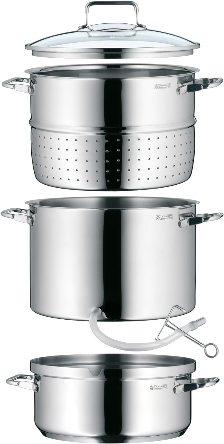 WMF Entsafter Dampfentsafter Induktion 7l, Fruchtentsafter mit Glasdeckel 25 cm, Cromargan Edelstahl