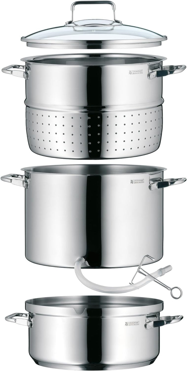 WMF Entsafter Dampfentsafter Induktion 7l, Fruchtentsafter mit Glasdeckel 25 cm, Cromargan Edelstahl
