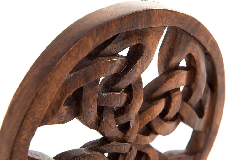 Windalf Keltenkunst Holz Wanddeko KELTISCHES KREUZ Ø 19 cm Wandrelief aus keltischen Unendlichkeitsk