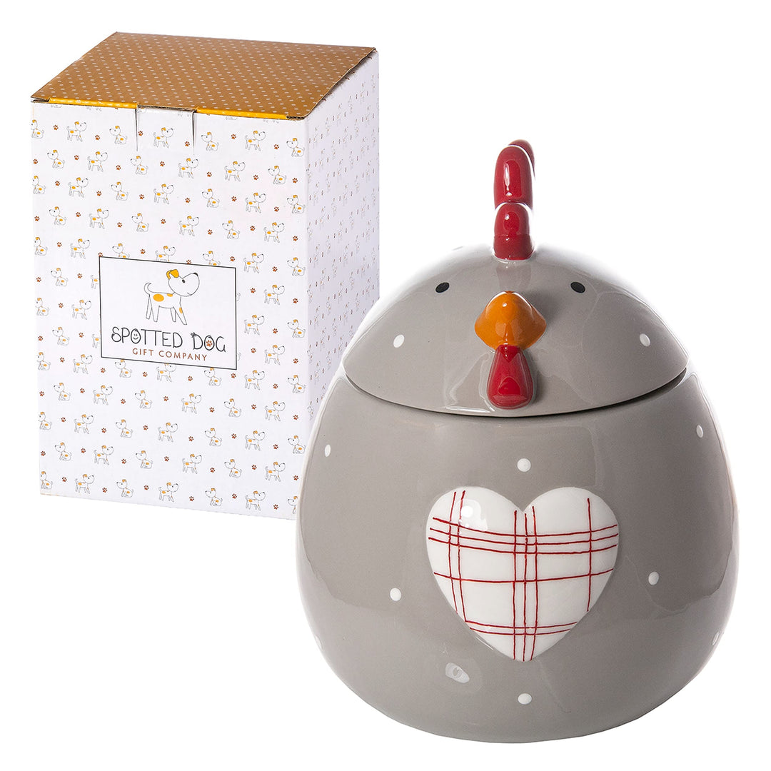 SPOTTED DOG GIFT COMPANY - Keksdose Keramik, Vorratsdose 1.9L mit Deckel, Hühner Huhn Deko und Gesch