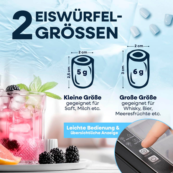 GOURMETmaxx Eiswürfelbereiter 150 Watt für Camping &amp; Co. – kein Wasseranschluss nötig | Eiswürfelmas