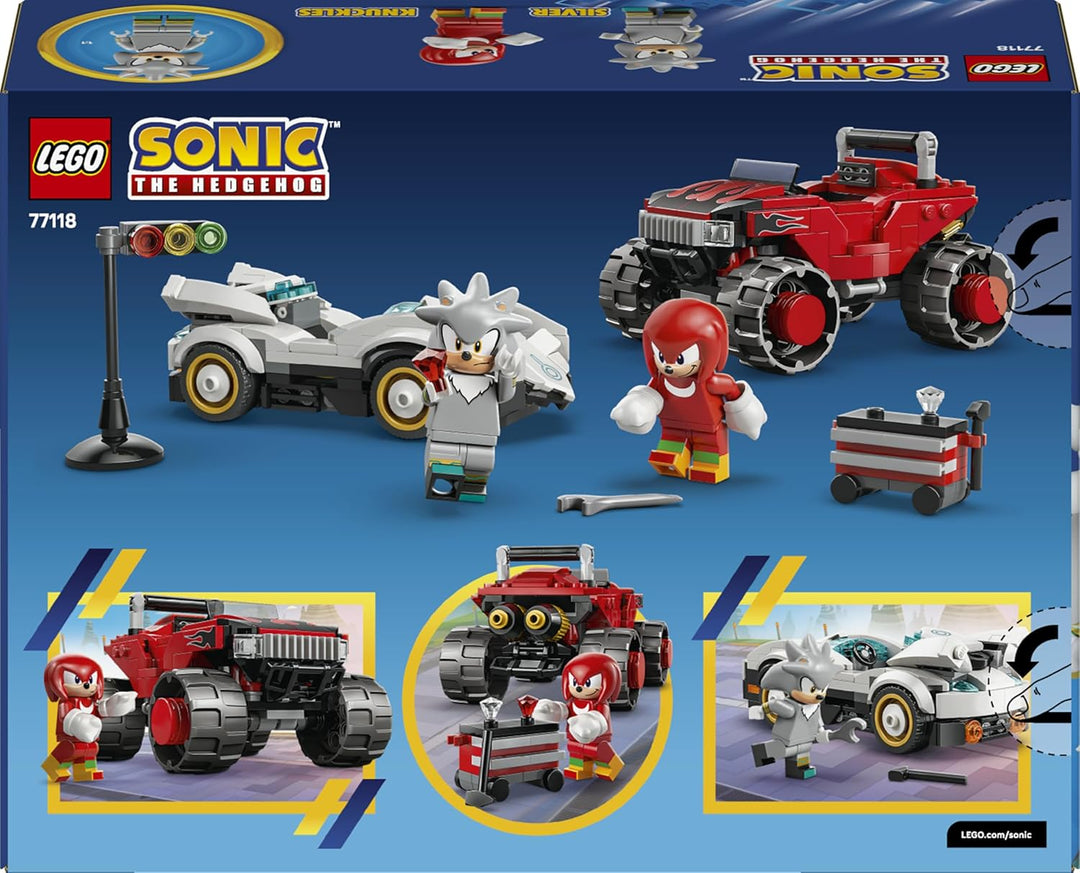 LEGO Sonic The Hedgehog Silvers Auto vs. Knuckles’ Monstertruck - Kinder Spielzeug mit 2 Flitzern un