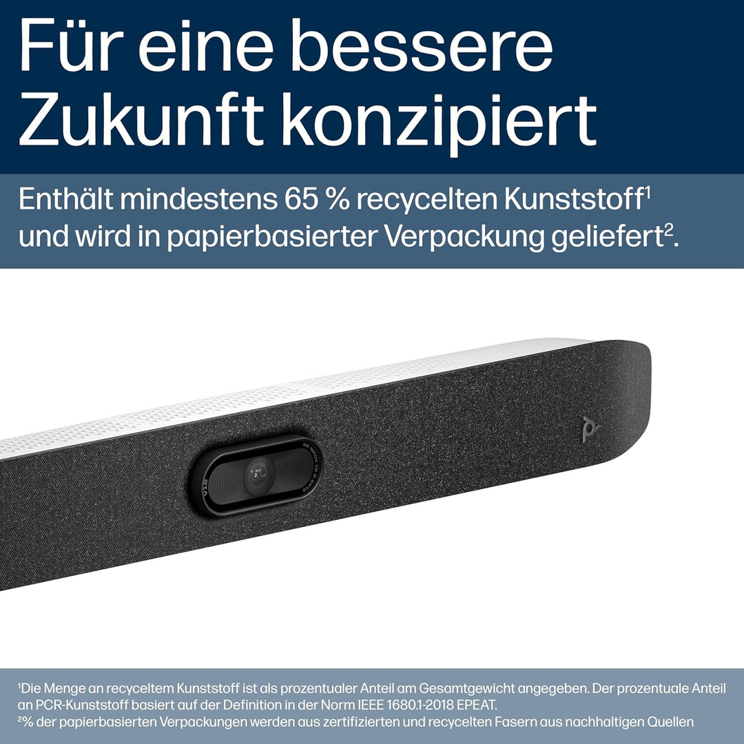 Poly Studio V12 – USB Videobar mit 20MP Kamera & 120° Weitwinkel, All-in-One Konferenzlösung mit Mik
