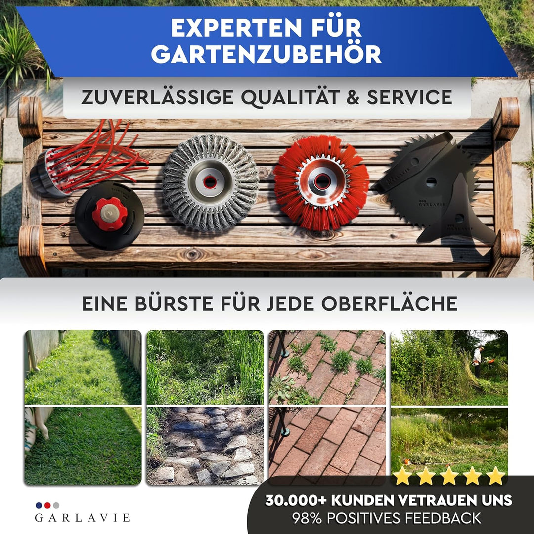 GARLAVIE Nylon Unkrautbürste für Freischneider – Schonende Wildkrautbürste für Motorsense, sanfte Mo