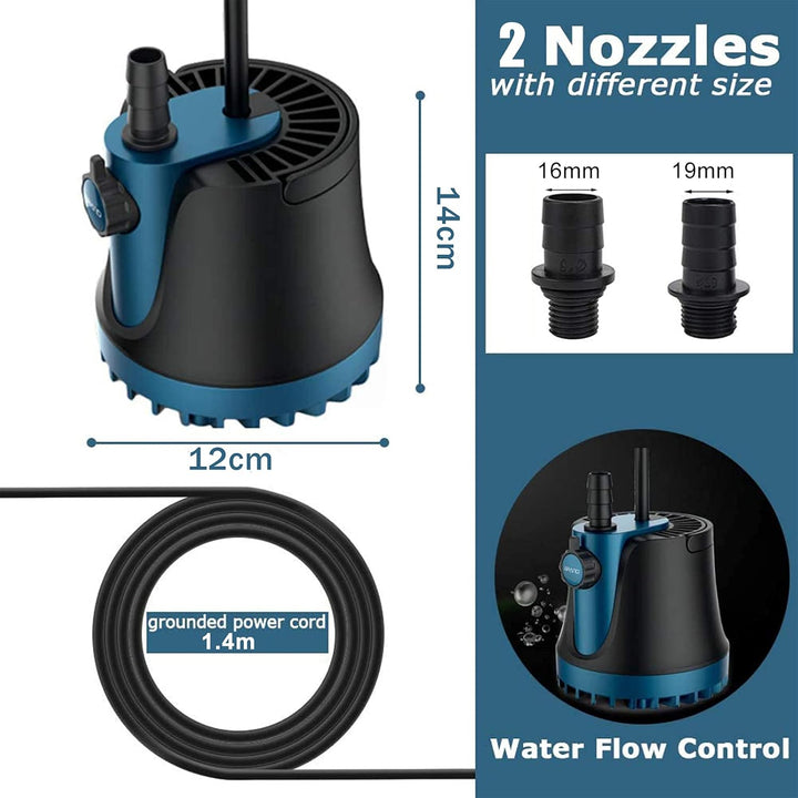 LNIDEAS Aquarium Tauchpumpe, 2500L/H 35W Aquariumpumpe,Sehr Leise Wasserpumpe mit einstellbarem Scha
