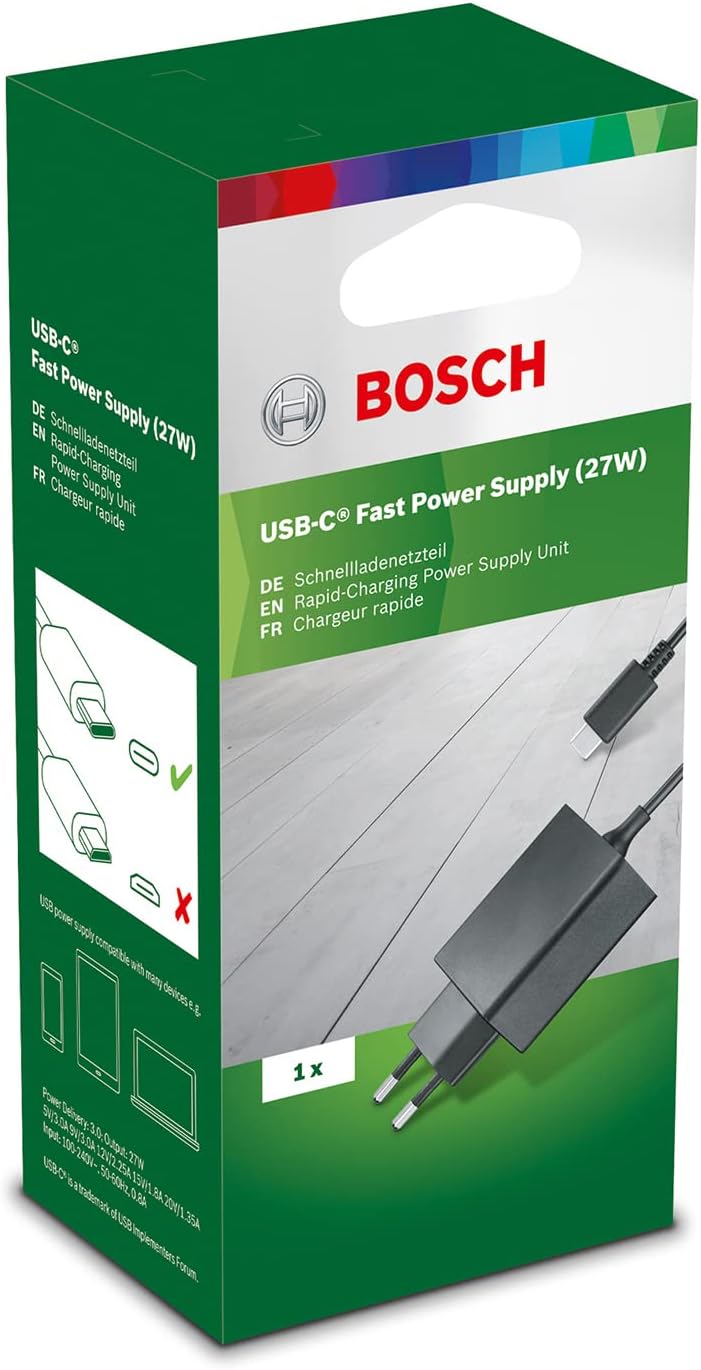 Bosch Home and Garden USB-C Schnellladegerät (27 W, im Karton)