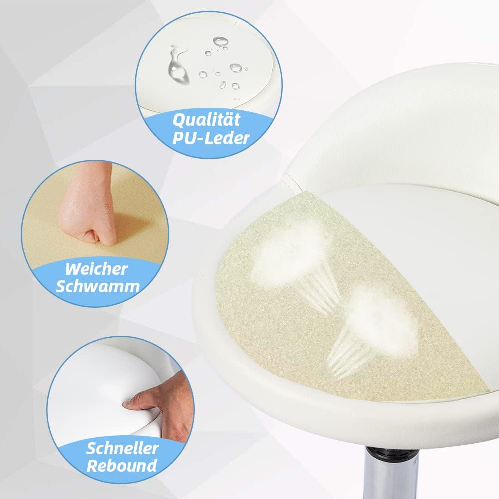 Mingone Bürohocker Höhenverstellbar 2 Stück Rollhocker mit Lehne Drehhocker mit Rollen Arbeitshocker