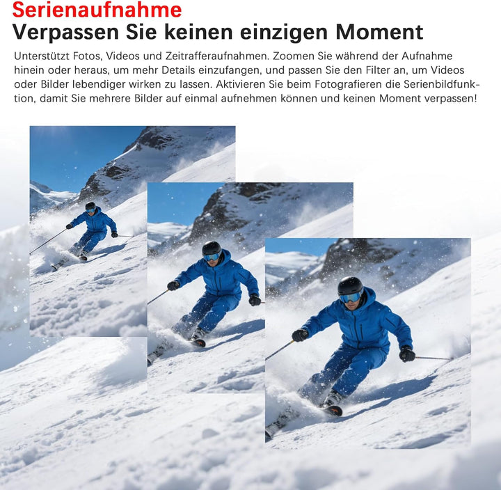 4K Mini Vlogging Camera Action Cam, Mini Pocket Vlog Kamera Live Übertragung Handy mit 32GB SD Karte