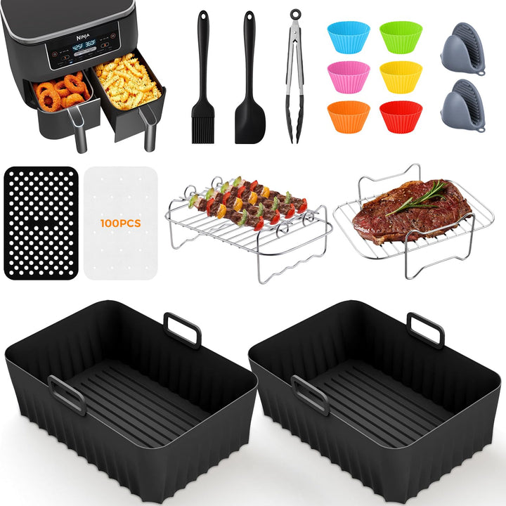 17PCS Zubehör Heissluftfritteuse für Ninja Foodi AF400EU AF300EU AF500EU, 7.6L-9.5L und meisten Dual