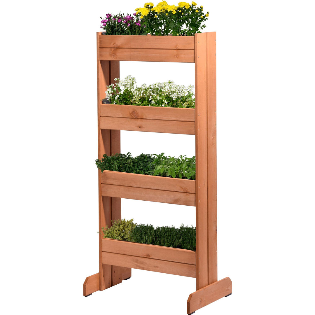 dobar 58373FSCe - Vertikales Blumenbeet aus Kiefernholz, Vertikales Hochbeet mit 4 Pflanzkästen, Gar