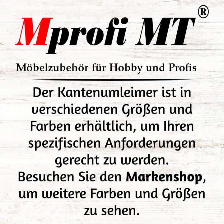 Mprofi MT® Kantenumleimer ABS Stahl Gebürstet | 22 mm x 10 m | Melamin Kantenband mit Schmelzkleber