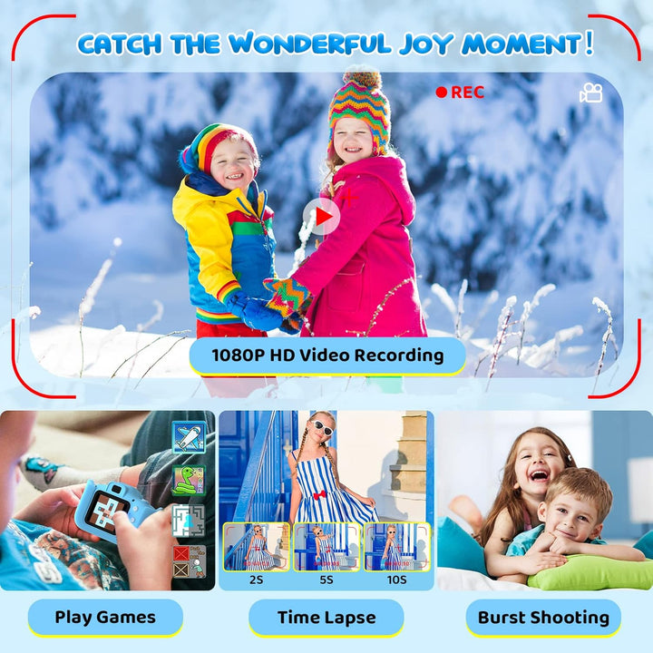 Kinder Kamera, 2.0”Display Digitalkamera,Geschenke für 3 4 5 6 8 7 9 10 11 12Jahre Jungen und mädche