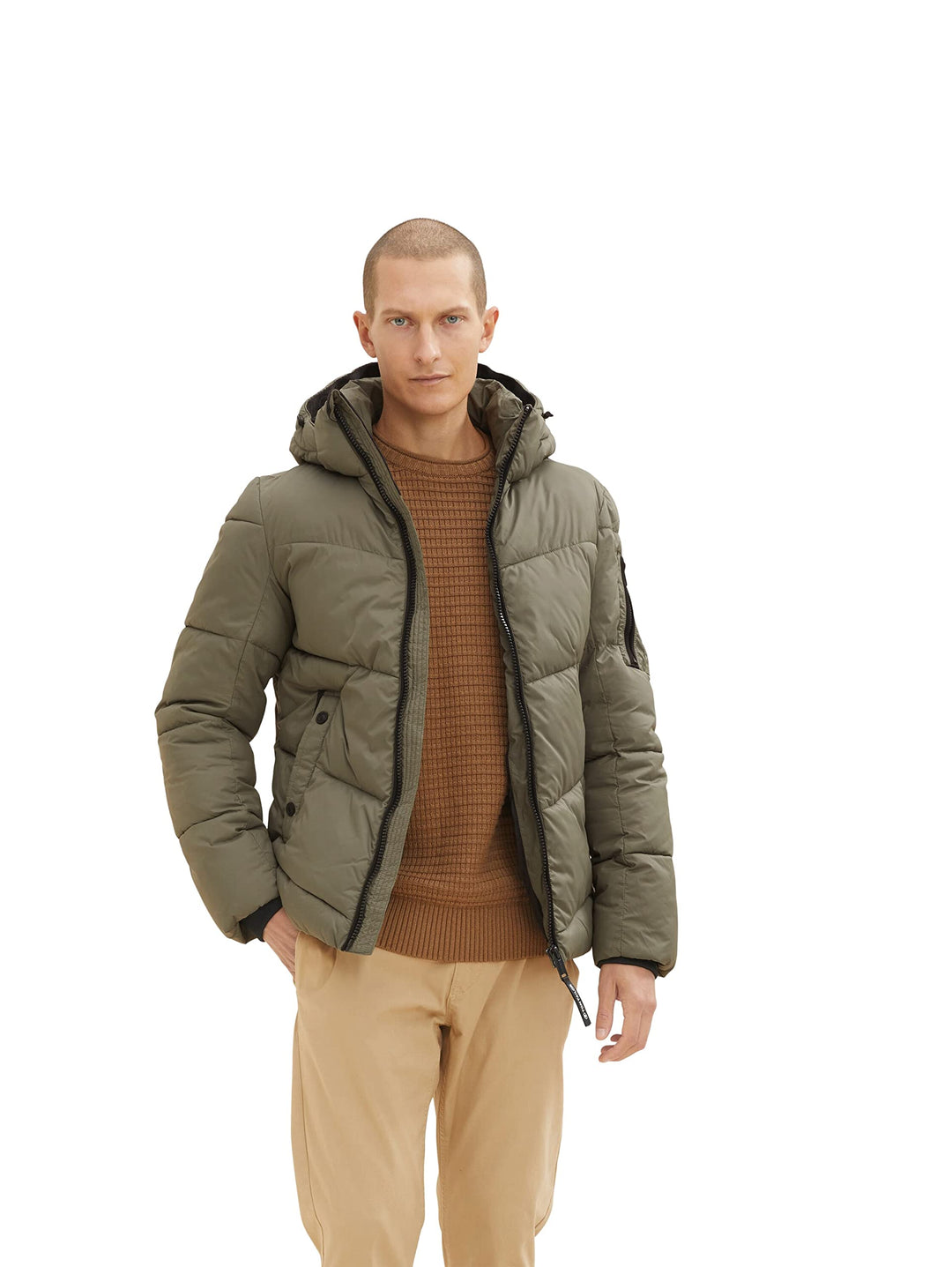 TOM TAILOR Herren Puffer Jacke mit Kapuze XXL 10415 - Dusty Olive Green, XXL 10415 - Dusty Olive Gre