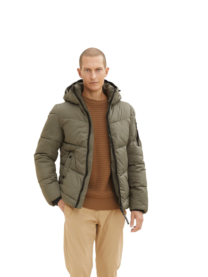 TOM TAILOR Herren Puffer Jacke mit Kapuze XXL 10415 - Dusty Olive Green, XXL 10415 - Dusty Olive Gre