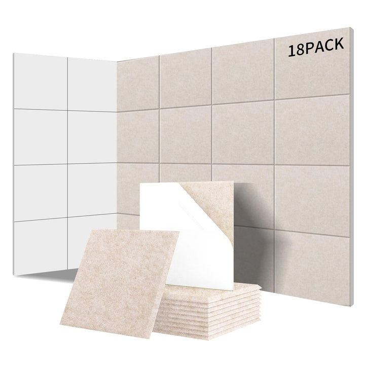 18 Stück Akustikplatten Selbstklebend Beige, Abdeckung 1.62㎡ | Schallschutz &amp; Schalldämmung für Wänd