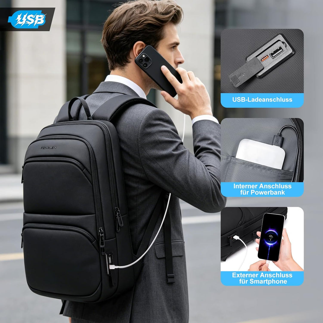 FENRUIEN Leichter Business Rucksack Herren 15.6 Zoll Wasserdicht Notebook Laptop Backpack 13L Laptop