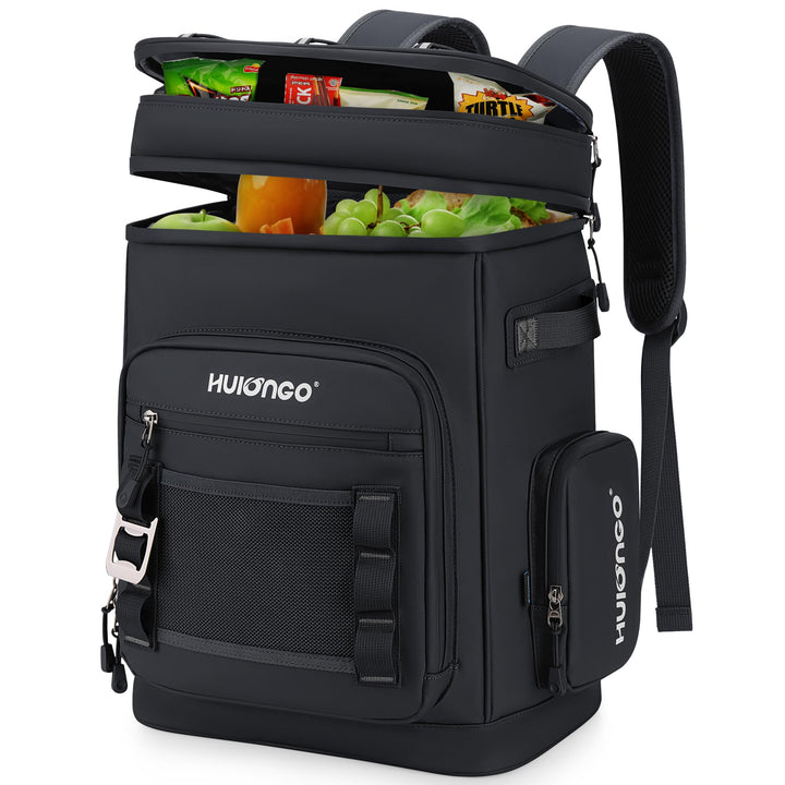 Grosser Wasserdichter Isolierter Kühlrucksack Auslaufsicherer Faltbar Kühler Rucksack, pure black