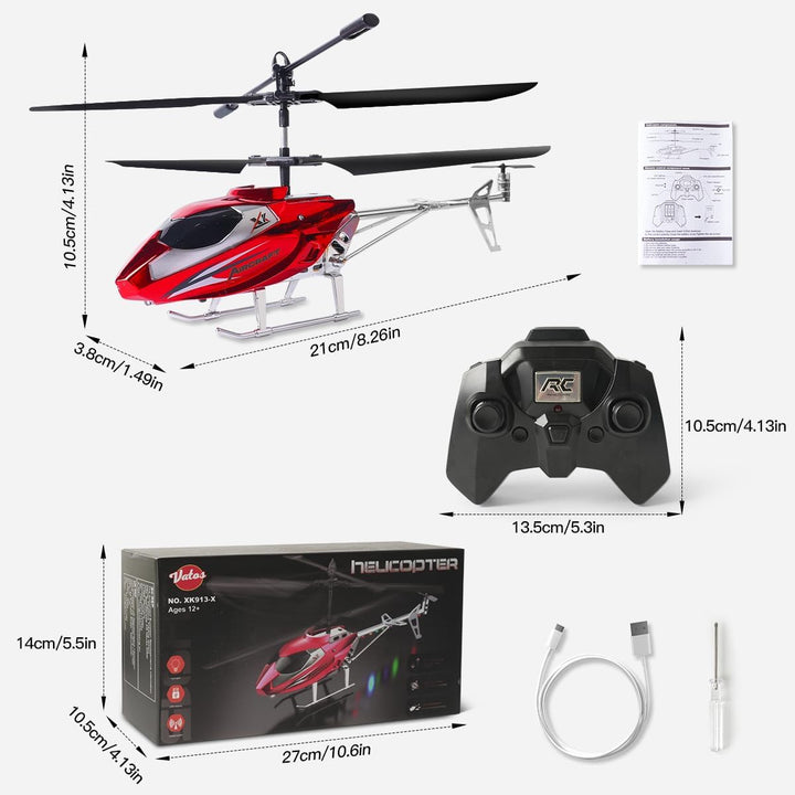 VATOS RC-Hubschrauber für Jungen, 2.4G Ferngesteuerter Hubschrauber mit LED-Licht für Kinder ab 12 J