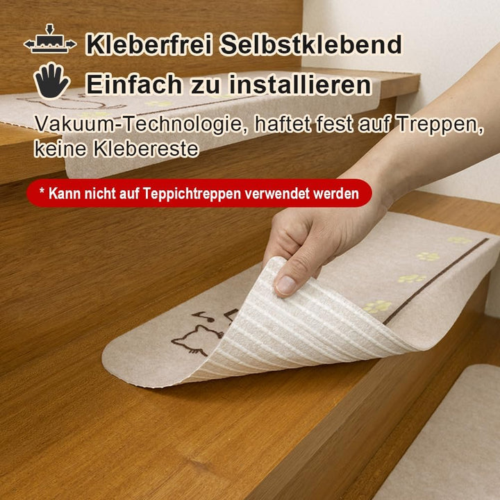 FuKuEn Stufenmatten Leuchtend Treppenstufenauflage Stufenmatten Zuschneidbar Vacuum Tech Selbstklebe