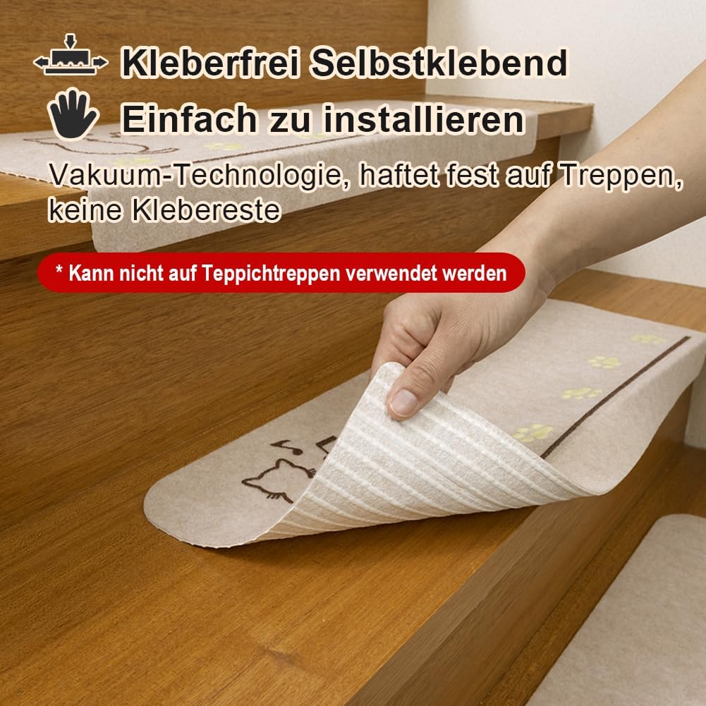 FuKuEn Stufenmatten Ohne Kleben Selbstklebend Leuchtend Stufenmatten Waschbar rutschfeste Treppenstu