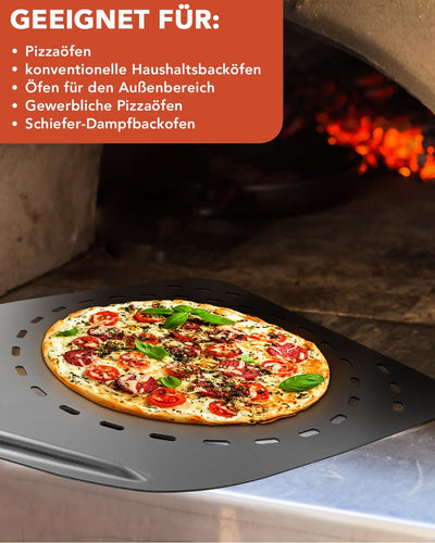 SOUTHGATE 14 Zoll Pizzaschieber Perforiert, Pizzaschaufel aus Harteloxiertes Aluminium, Pizzawender