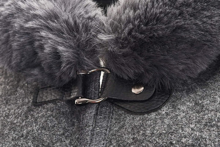 ZLYC Damen Winter Umhang Strickjacke Warm Kunstpelz Mäntel Poncho Cape mit Kapuze Einheitsgrösse Gra