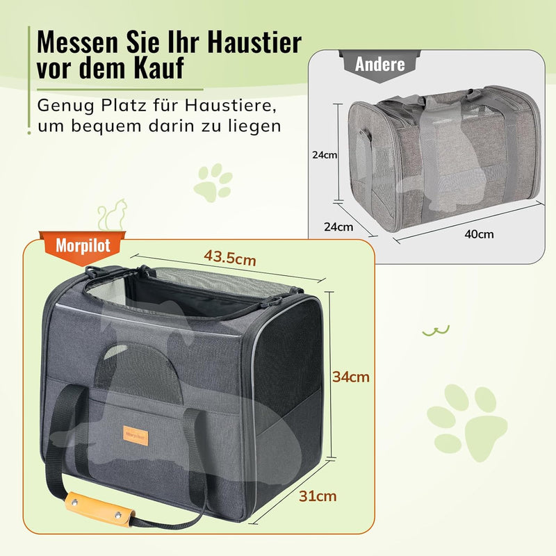 Morpilot Katzentransportbox für grosse Katzen und Welpen bis 7kg, Katzenbox Hundetasche mit Sicherhe