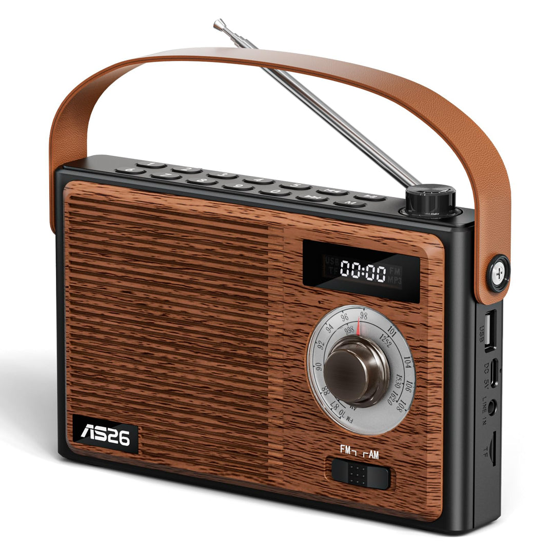 COLSUR Retro Radio mit Bluetooth Lautsprecher, Tragbarer Vintage Radio mit AM/FM Radios mit Batterie