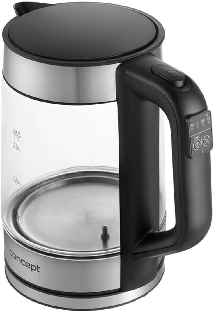 Concept RK4067 1,7L Glas-Wasserkocher mit Temperaturregelung: 50/70/80/90/100°C, 1850-2200 W, Warmha