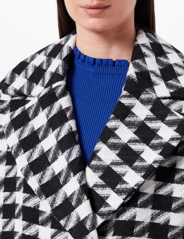 Vila Damen Vilunes L/S New Coat/Pb Kurzmantel 36 Black/Detail:white Houndstooth, 36 Black/Detail:whi