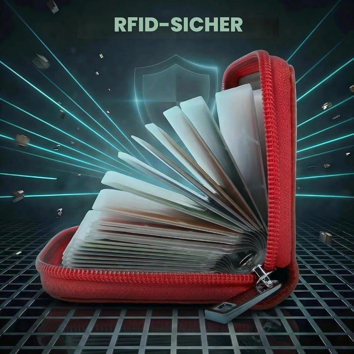 GERIINEER Kreditkartenetui Damen Herren Kartenetui Leder Rot, Rot