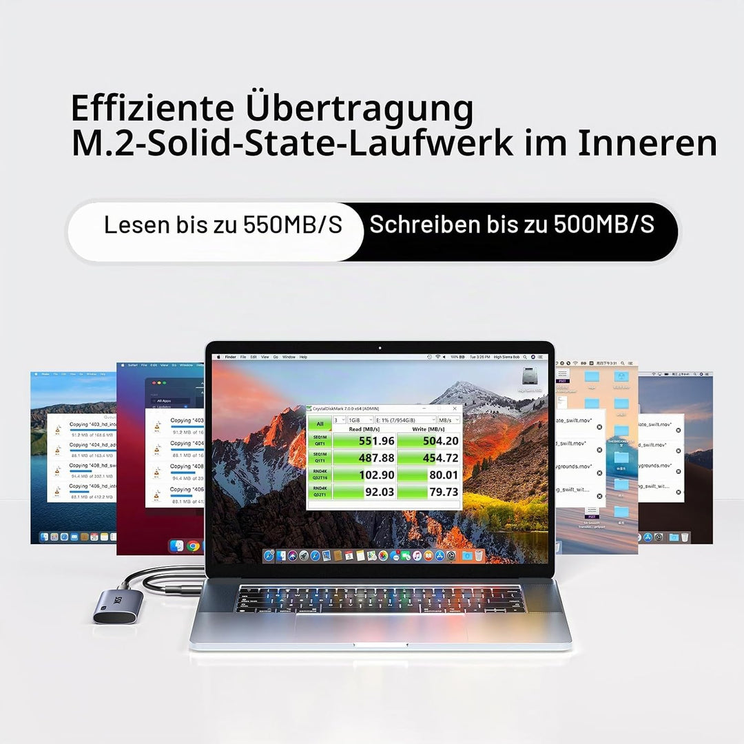 SSK 512GB Externe SSD Festplatte, Portable SSD bis zu 550 MB/s Schnelle External SSD USB 3.2 Gen2 US