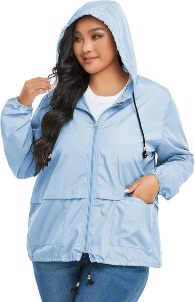 PONCEAU Regenjacke Damen Wasserdicht Windbreaker Atmungsaktiv bergangsjacke Regencape Leichte Jacke