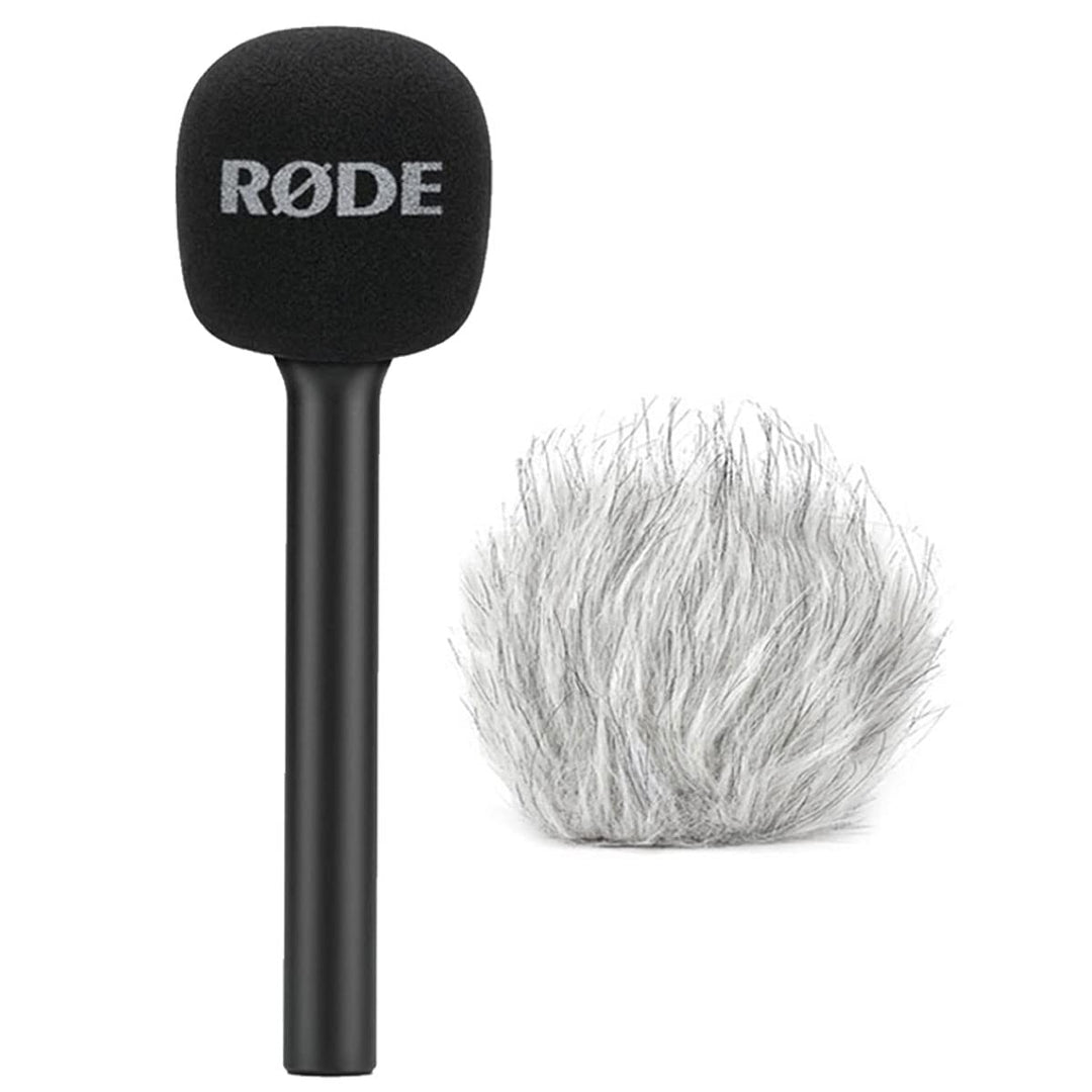 Rode Interview GO Mikrofon-Handadapter für Wireless GO + keepdrum WSBW Fell-Windschutz RØDE Intervie