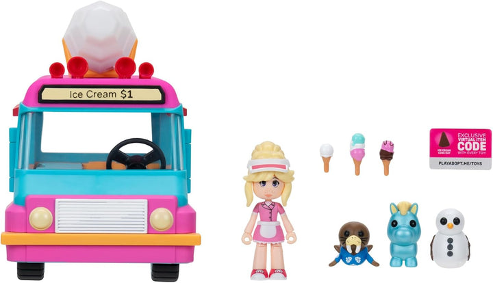 Adopt Me! AME0147 - Eiswagen - Transformierendes Fahrzeug mit Licht und Sound - Top Online Spiel - E