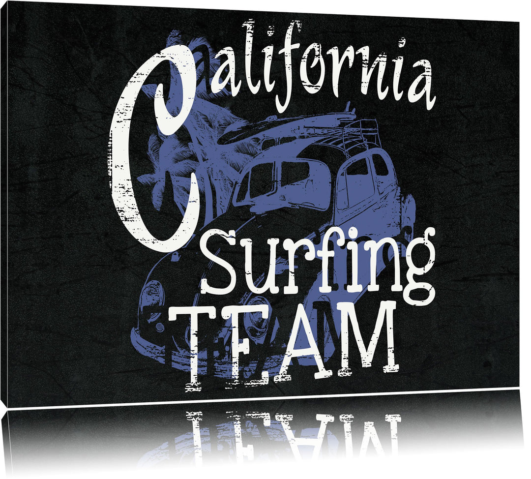 California Surfing-Team Black Format: 100x70auf Leinwand, XXL riesige Bilder fertig gerahmt mit Keil