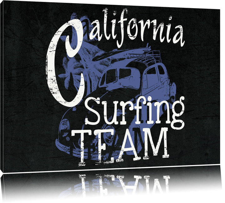 California Surfing-Team Black Format: 100x70auf Leinwand, XXL riesige Bilder fertig gerahmt mit Keil
