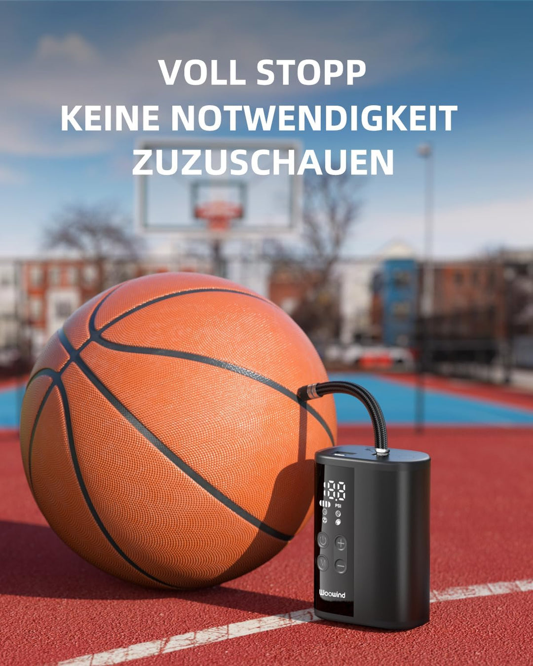 Woowind P101 Ballpumpe Elektrisch mit 12 PSI, 4000mAh Power Bank, LED Licht, Auto-Stop, für Fussball