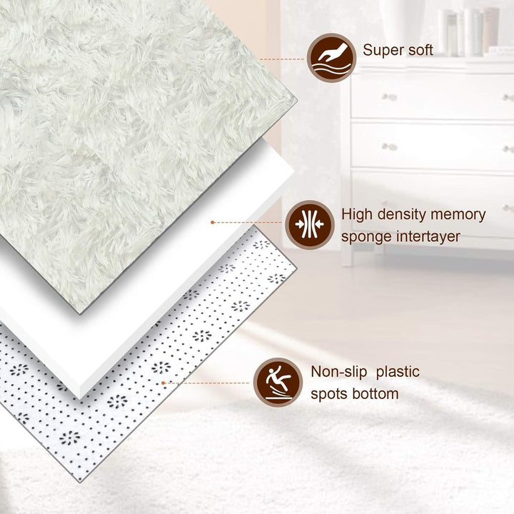 Obundi Bettvorleger Schlafzimmer,Flauschiger Teppich Büro, Hochflor Teppich Wohnzimmer,Plüsch Waschb
