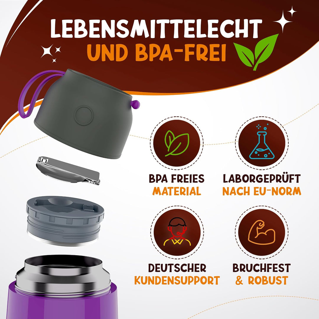Funkelfuchs Thermobehälter für Essen Kinder – 500ml – 100% auslaufsicher - Warmhaltebehälter Essen E