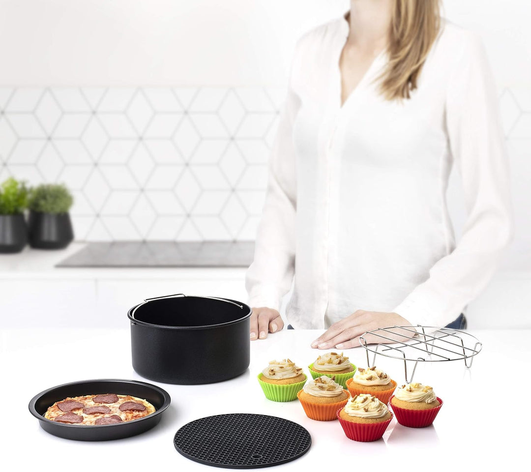Princess Airfryer Zubehör Set 10-teilig für Heissluftfritteuse 4,5 L & 5,2 L, Backset mit Pizzablech