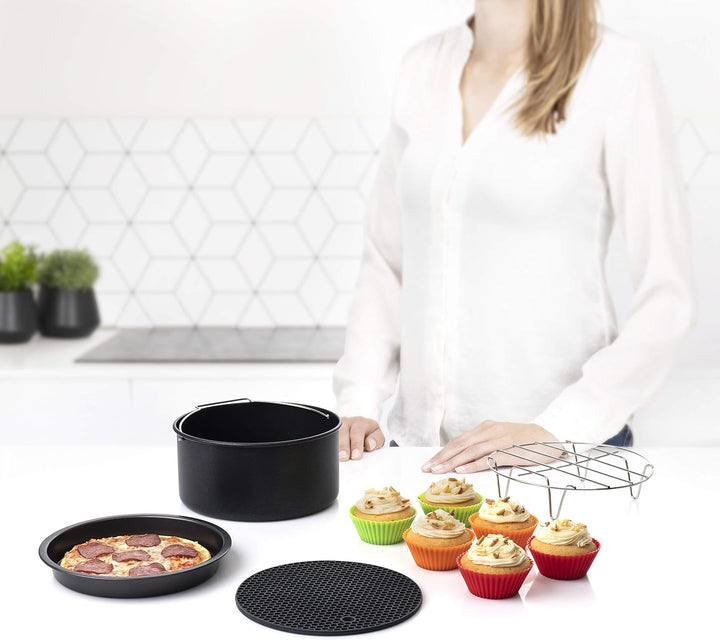 Princess Airfryer Zubehör Set 10-teilig für Heissluftfritteuse 4,5 L & 5,2 L, Backset mit Pizzablech
