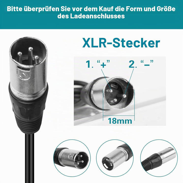 54.6V 48V 2A E-Bike Ladegerät Ladekabel für 48V Akku mit 3pin XLR Stecker für Elektroroller Elektris
