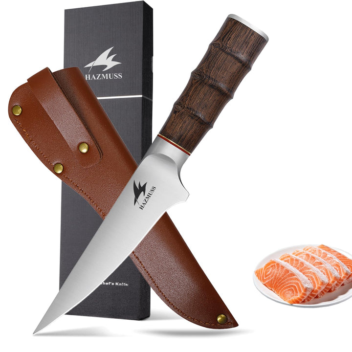 13,5 cm Ausbeinmesser mit Scheide, extra scharfe Ausbeinmesser aus kohlenstoffreichem Edelstahl, ein