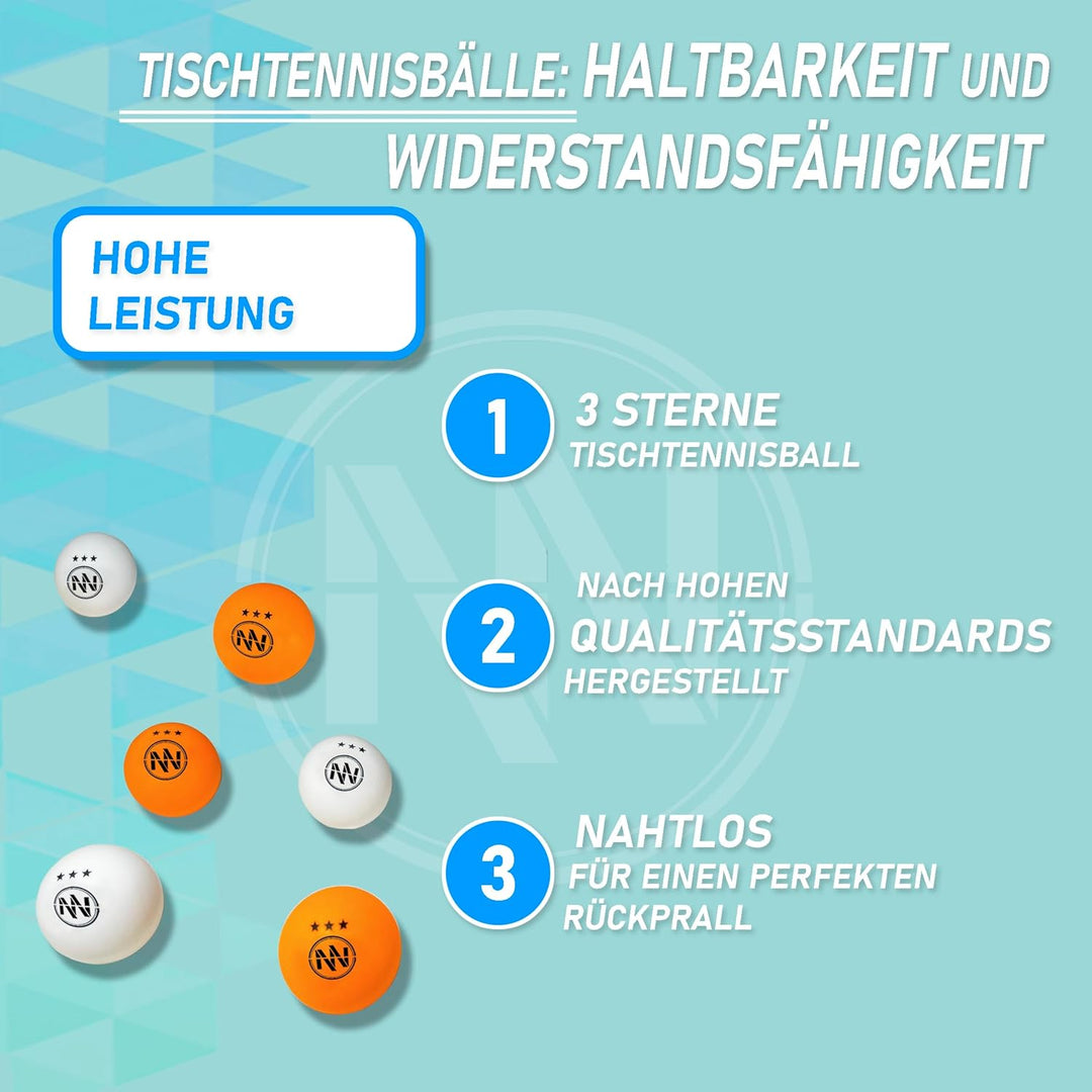 NIRBUN Tischtennisschläger Set mit ausziehbarem Netz, Tischtennisschläger Profi, 3-Sterne-Tischtenni